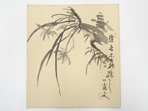 平尾竹霞筆　蘭図　肉筆絹本色紙